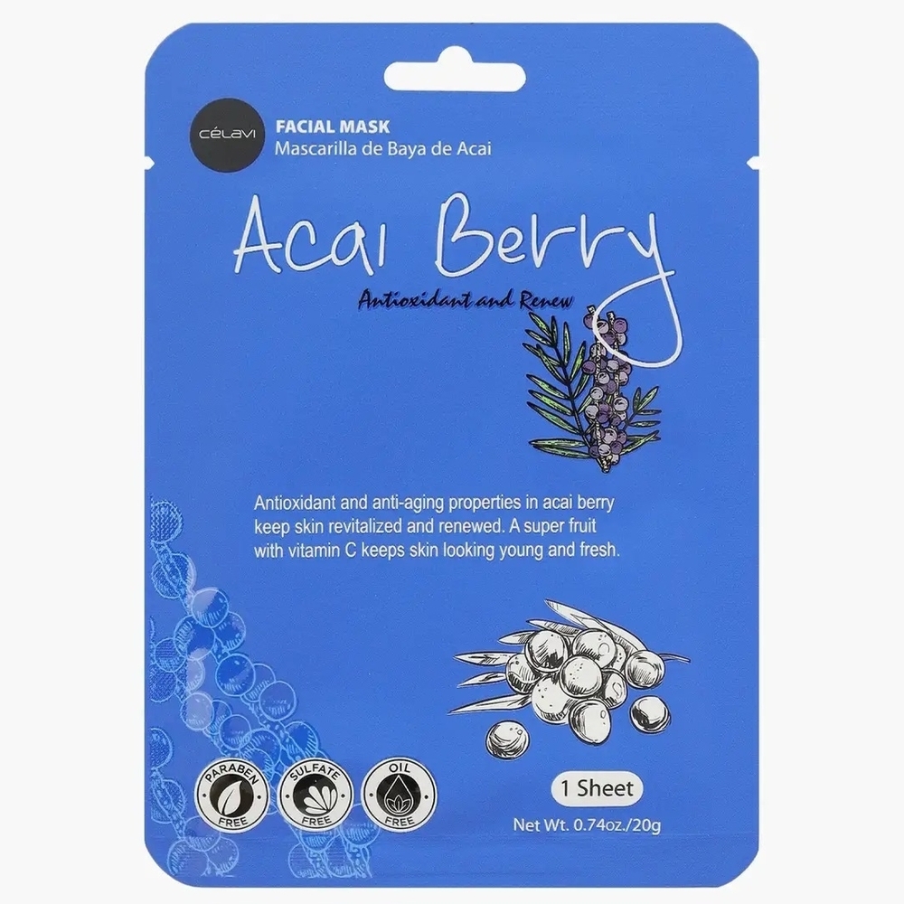Celavi Acai Berry Facial Mask - Blue
